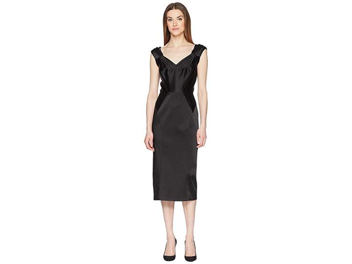 Zac Posen Stretch Satin Sleeveless Dress (black) Women's Dress