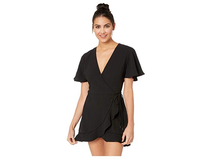Adelyn Rae Quincy Woven Skort Romper (black) Women's Jumpsuit & Rompers One Piece