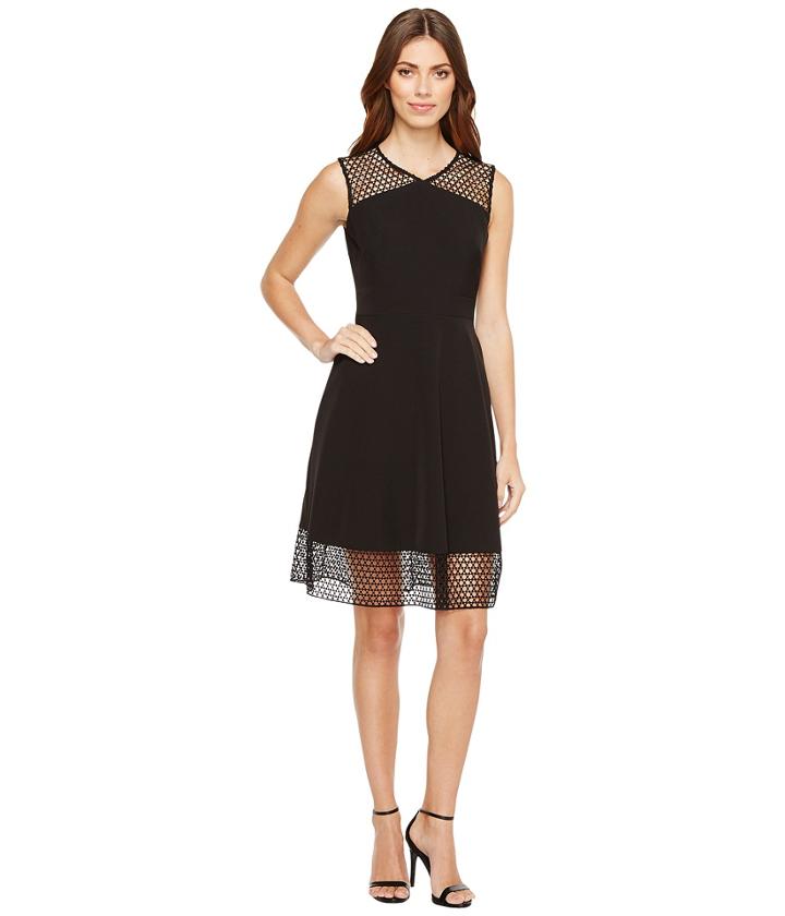 Tahari By Asl Embroidery Trim Fit-and-flare Dress (black) Women's Dress