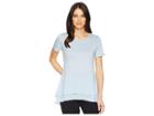 Michael Michael Kors Solid Woven Double Hem Top (light Chambray) Women's Clothing