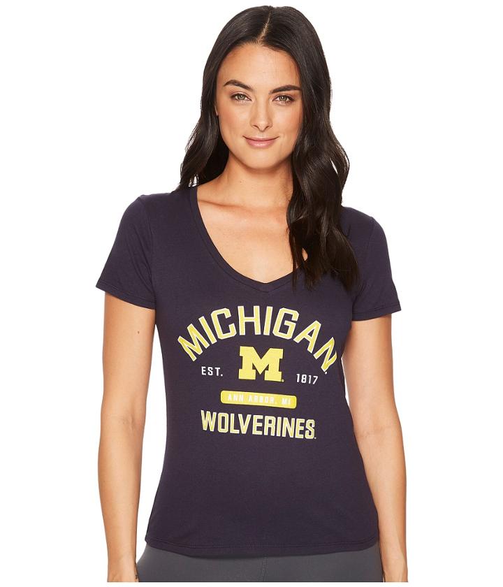 Champion College Michigan Wolverines University V-neck Tee (navy) Women's T Shirt