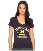 Champion College Michigan Wolverines University V-neck Tee (navy) Women's T Shirt