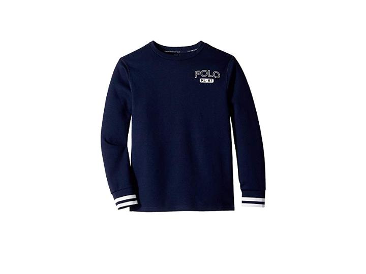 Polo Ralph Lauren Kids Double Knit Graphic T-shirt (big Kids) (french Navy) Boy's Clothing