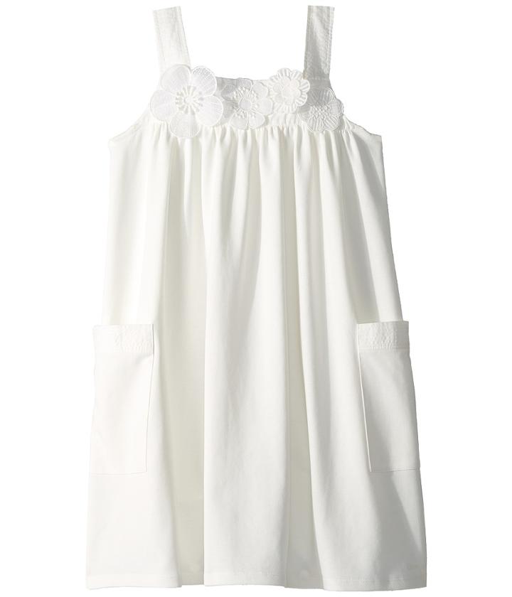 Chloe Kids Flowers Embroideries Pockets Details Dress (big Kids) (off-white) Girl's Dress