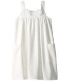 Chloe Kids Flowers Embroideries Pockets Details Dress (big Kids) (off-white) Girl's Dress