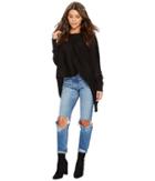 1.state Ribbed Knot Back Sweater (rich Black) Women's Sweater