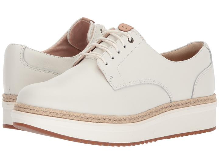 Clarks Teadale Rhea (white Leather) Women's Lace Up Casual Shoes