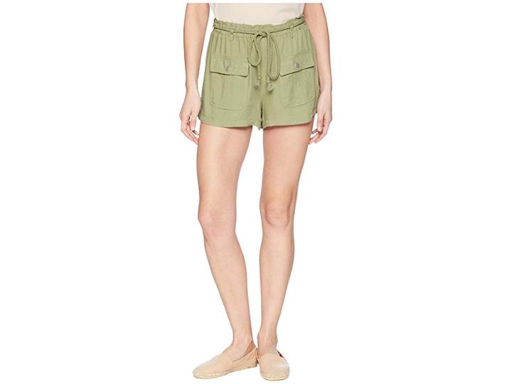 Jack By Bb Dakota Paisley Cargo Shorts With Rope Belt (light Sage) Women's Shorts