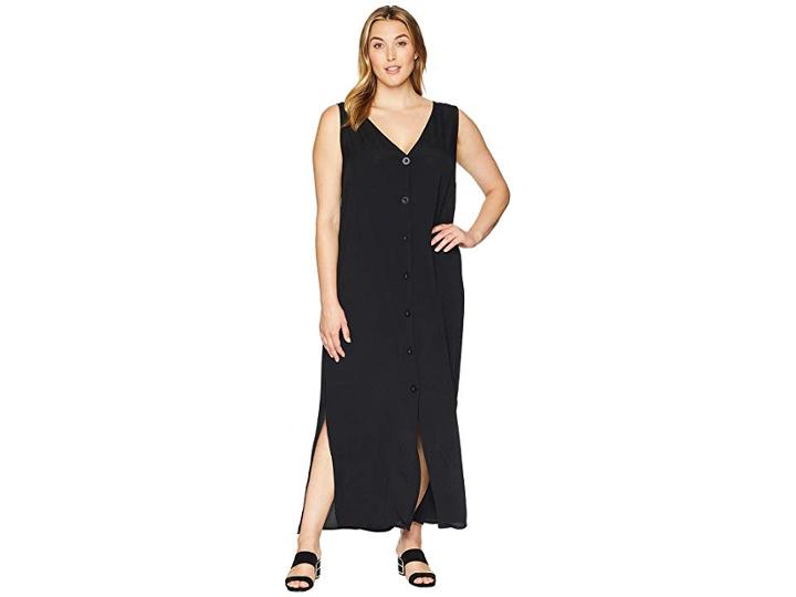 Kari Lyn Plus Size Florence Sleeveless Button Up Dress (black) Women's Dress