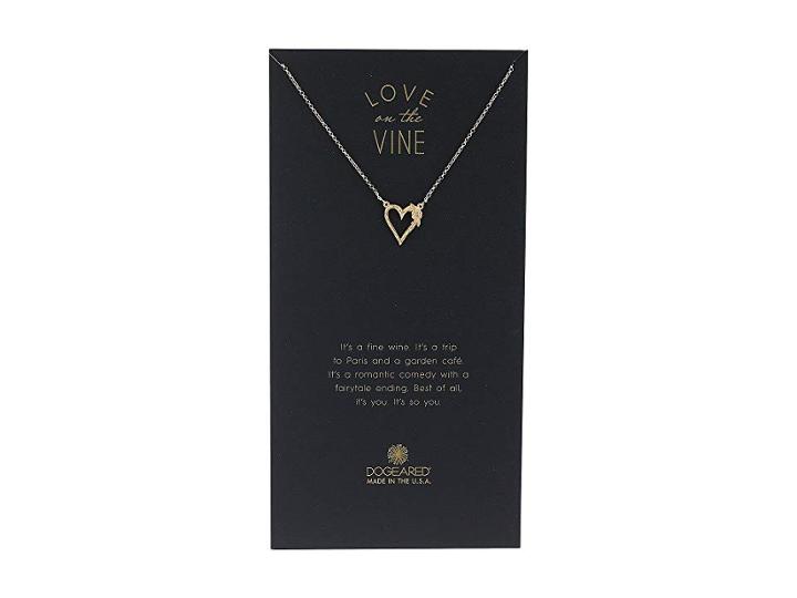 Dogeared Love On The Vine, Heart W/ Bloom Love Charm Neckalce (gold Dipped) Necklace