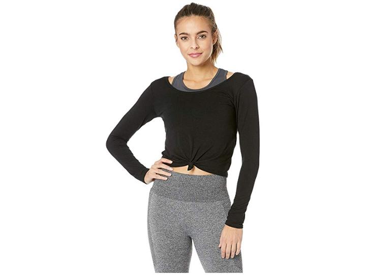Onzie Long Sleeve Knot Crop (black) Women's Clothing