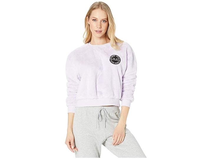 Juicy Couture Logo Patch Fur Pullover (lavender Fog) Women's Clothing