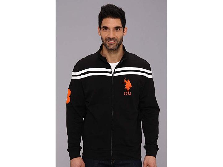 U.s. Polo Assn. Chest Stripe Track Jacket (black) Men's Coat