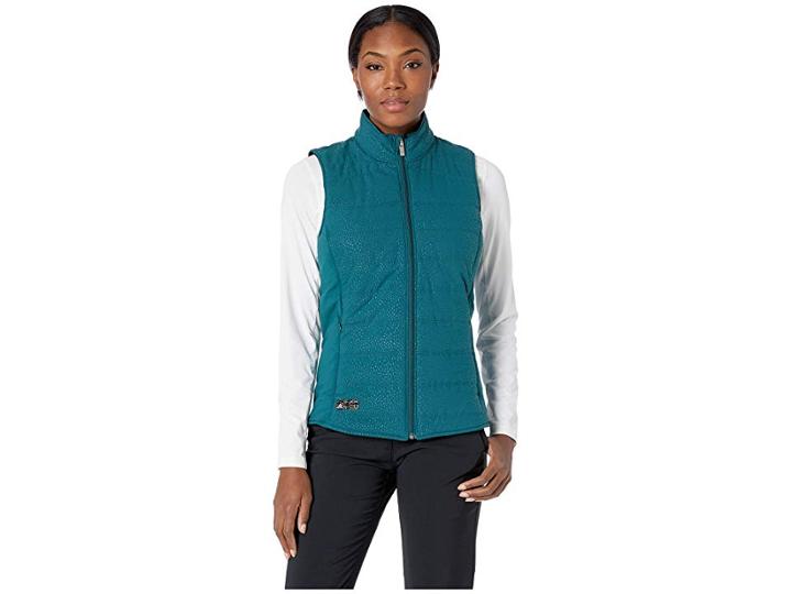 Adidas Golf Reversible Quilted Vest (mystery Green/black) Women's Vest