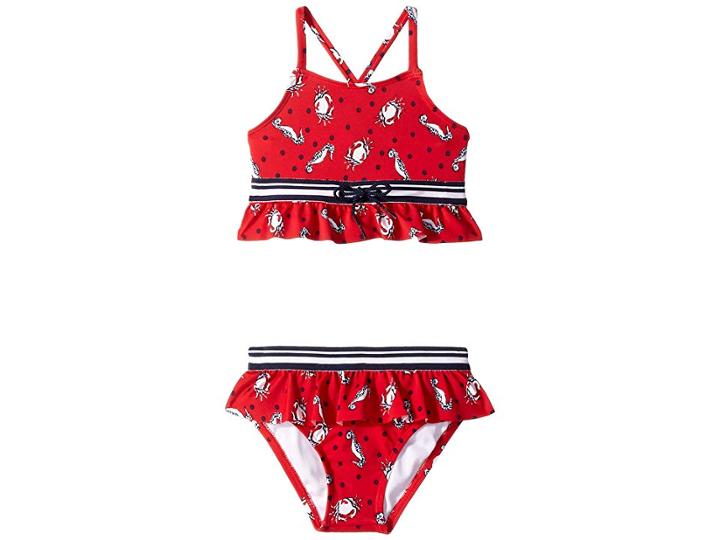 Janie And Jack Nautical Two-piece Swimsuit (toddler/little Kids/big Kids) (red Crab Print) Girl's Swimwear Sets