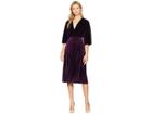 Maggy London Stretch Velvet Kimono Sleeve Pleated Dress (aubergine) Women's Dress