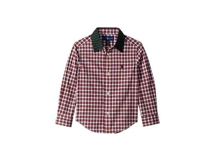 Polo Ralph Lauren Kids Tartan Cotton Poplin Shirt (toddler) (red Multi) Boy's Clothing