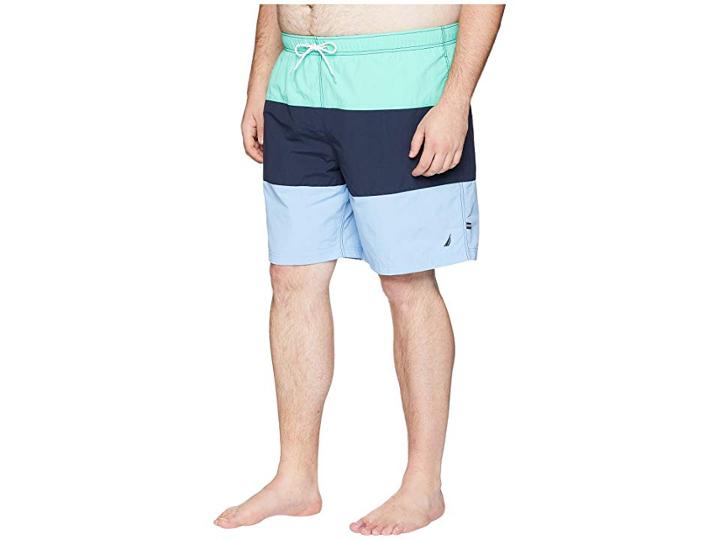 Nautica Big & Tall Big Tall Tricolor Block Trunk (mint Sprig) Men's Swimwear