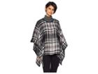 Steve Madden Tartan Plaid Woven Zip Cape (black/grey) Women's Clothing