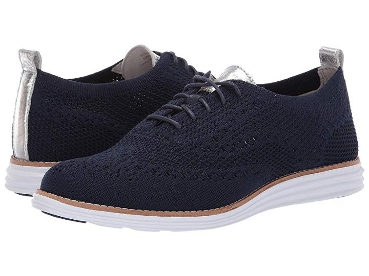 Cole Haan Original Grand Knit Wing Tip Oxford (marine Blue) Women's Shoes