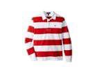 Polo Ralph Lauren Kids Striped Jersey Rugby Shirt (big Kids) (faded Red Multi) Boy's Long Sleeve Pullover
