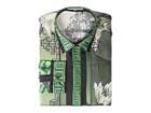 Versace Collection Water Lily Print Silk Button Down (green) Men's Clothing