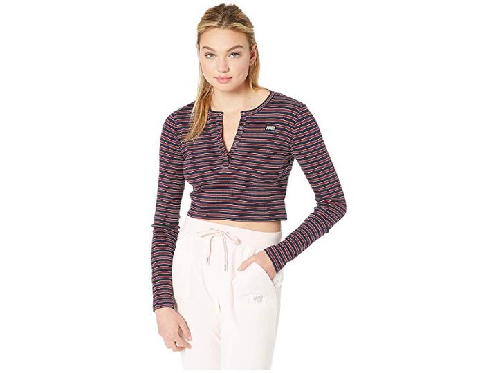 Juicy Couture Stripe Rib Logo Top (regal/claret Micro) Women's Clothing