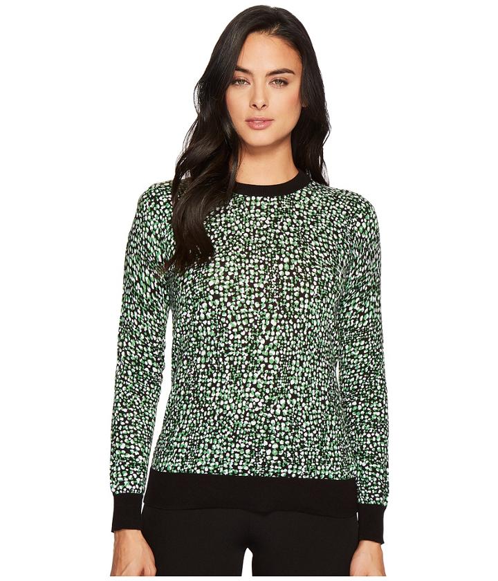 Michael Michael Kors Reptile Print Sweater (bright Palm/black) Women's Sweater