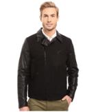Calvin Klein Mix Media Wool Moto Jacket (black) Men's Coat