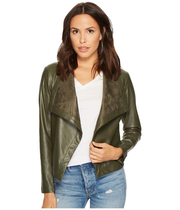 Bb Dakota Gracelyn Drape Front Jacket (olive) Women's Coat