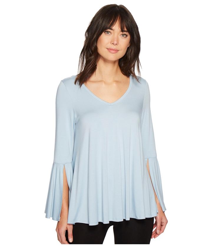Karen Kane Flare Sleeve Top (light Blue) Women's Clothing