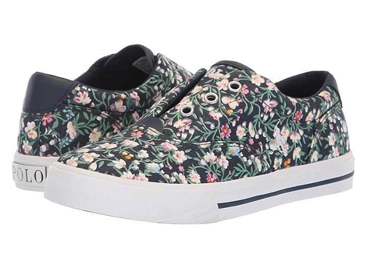 Polo Ralph Lauren Kids Vito Ii (little Kid) (navy/multi Floral Canvas) Girl's Shoes