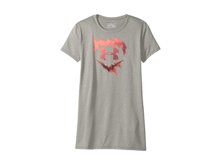 Under Armour Kids Ua Softball Logo Tee (big Kids) (true Gray Heather/brilliance/black) Girl's T Shirt