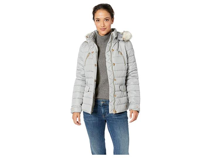 U.s. Polo Assn. Hoodie Puffer (grey) Women's Coat