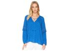 1.state Split-neck Blouson Sleeve With Fringe (zen Blue) Women's Clothing