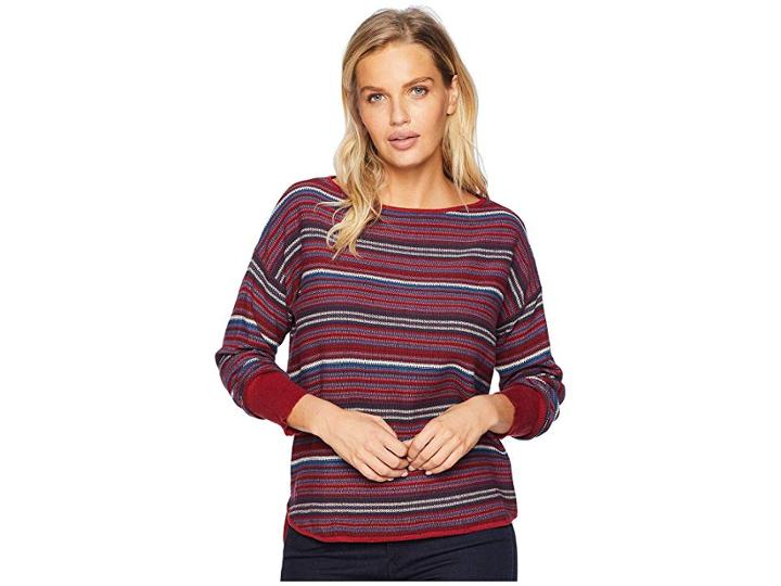 Chaps Cotton Long Sleeve Sweater (red Multi) Women's Sweater