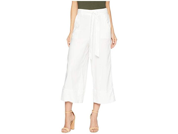 Splendid Linen Slub Belted Crop Pant (antique Off-white) Women's Casual Pants