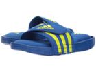 Adidas Kids Adissage Comfort (little Kid/big Kid) (blue/solar Slime) Boys Shoes