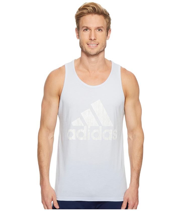 Adidas Badge Of Sport Heather Tank Top (aero Blue/grey One/white) Men's Sleeveless