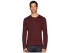 Vince Double Knit Long Sleeve Henley (black Cherry) Men's Clothing