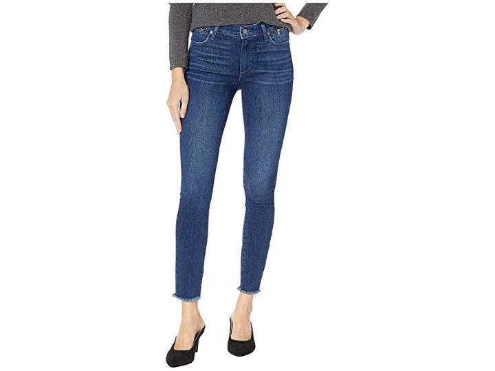 Paige Hoxton Ankle Jeans W/ Waist Zipper Heavy Fray + Raw Hem In Avalie (avalie) Women's Jeans