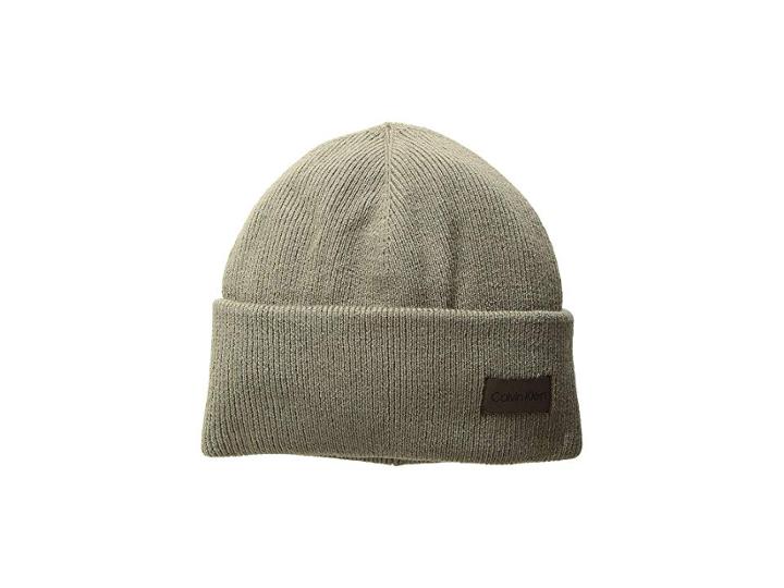 Calvin Klein Acrylic Double Beanie (army Green) Beanies