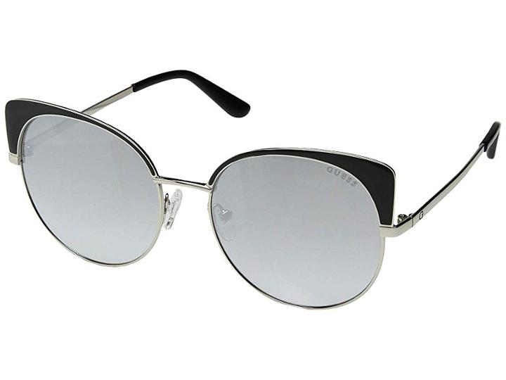 Guess Gu7599 (shiny Silver/transparent Black Epoxy/grey Gradient/silver Flash) Fashion Sunglasses