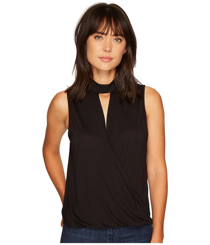 Lanston Surplice Tank Top (black) Women's Sleeveless