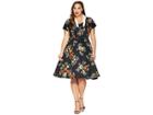 Unique Vintage Plus Size Campbell Swing Dress (black Floral) Women's Dress
