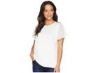 Calvin Klein Flutter Sleeve Top W/ Buttons (soft White) Women's Clothing