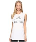 Adidas Badge Of Sport Aqua Pearl Muscle Tank Top (white/solar Gold) Women's Sleeveless