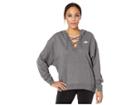 Nike Club Lace-up Hoodie (charcoal Heather/charcoal Heather/white) Women's Sweatshirt