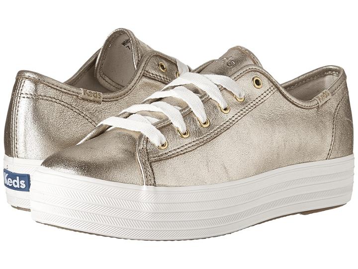 Keds Triple Kick Metallic Suede (platinum) Women's Lace Up Casual Shoes