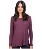 Splendid Waffle Loose Knit Pullover (heather Violet) Women's Clothing